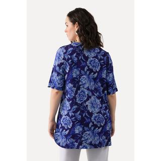 Ulla Popken T-shirt Slinky Floral Ligne A Col V Manches Courtes  