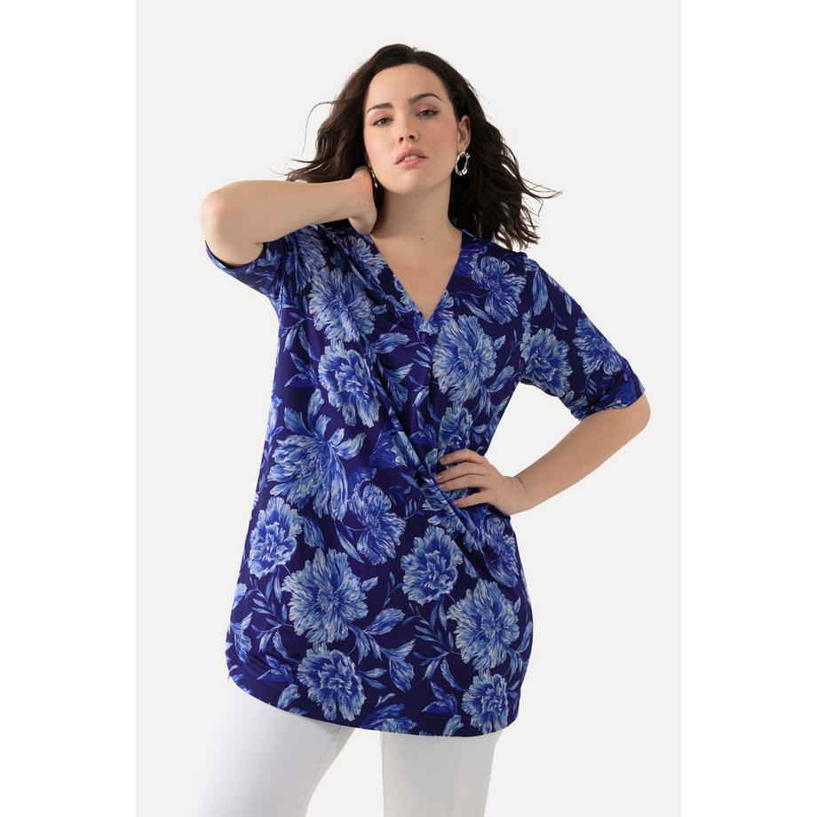 Ulla Popken Maglia Slinky Floreale Linea A Scollo a V Mezza Manica  