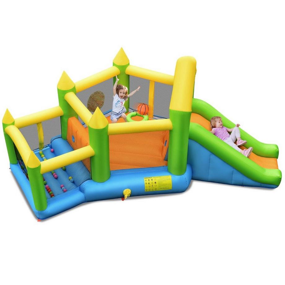 Northix  Aufblasbare Hüpfburg mit Rutsche & Bällebad & Basketballkorb 477 x 241 x 208 cm (ohne Gebläse) 