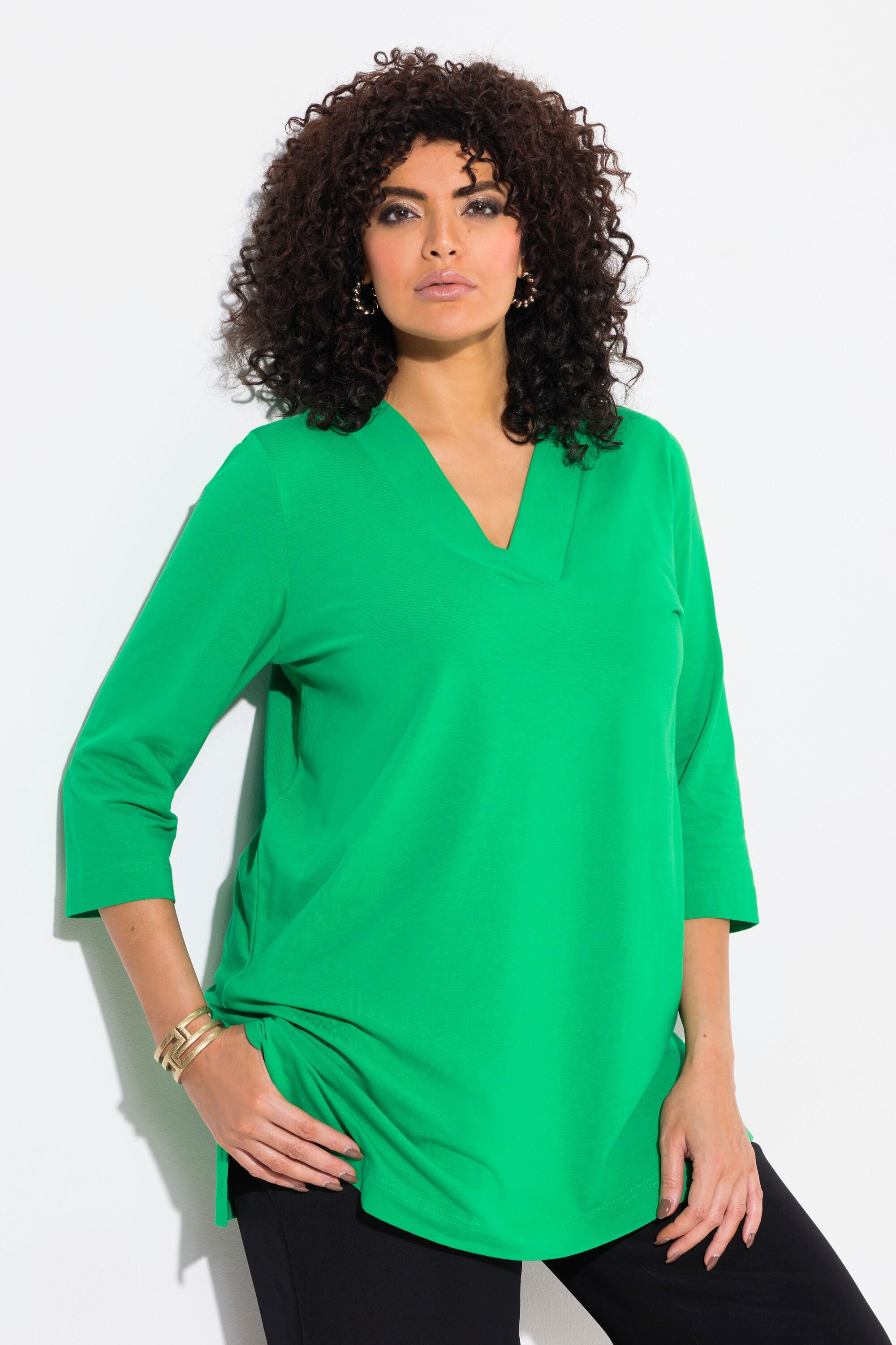 Ulla Popken  Longshirt, A-Linie, V-Ausschnitt, 3/4-Arm 