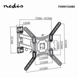 Nedis  Support mural TV - Entièrement réglable 23 - 55" 30 kg TVWM1530BK 