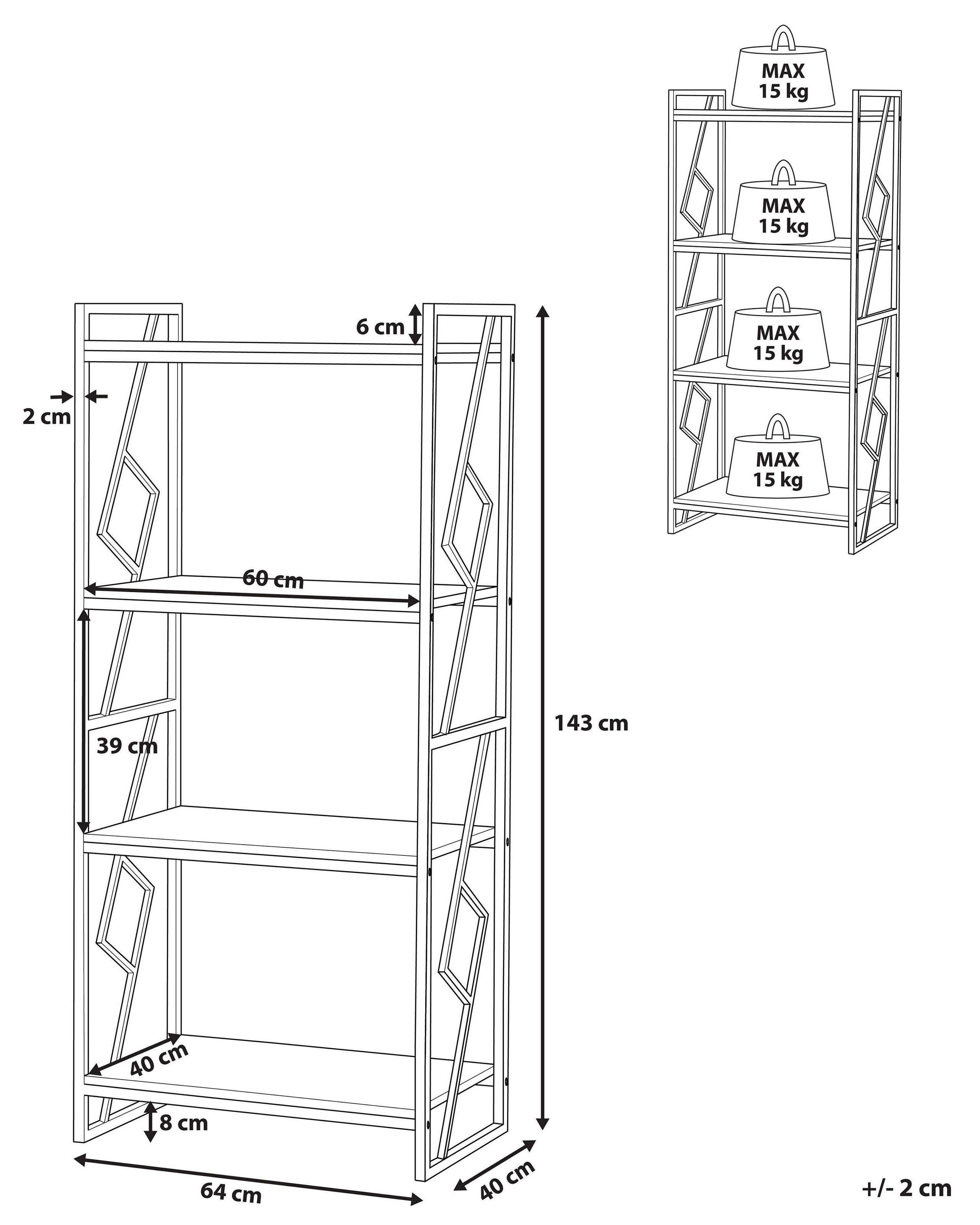 Beliani Bücherregal mit 4 Ebenen aus Spanplatte Industriell FORRES  