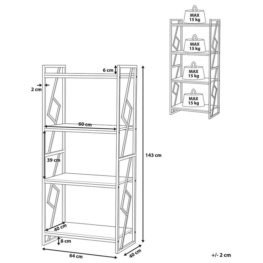 Beliani Bibliothèque 4 étagères en Panneau de particules Industriel FORRES  