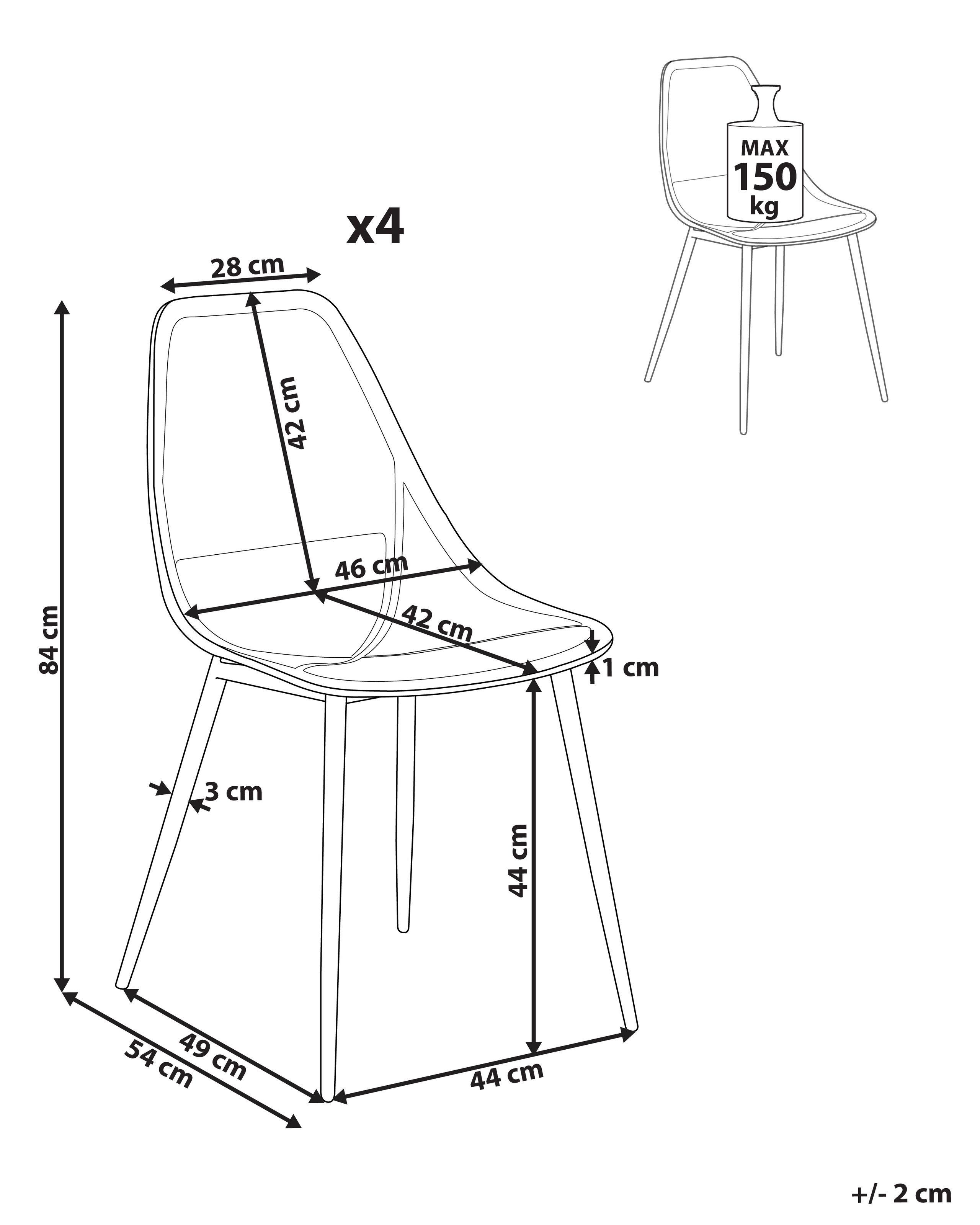 Beliani Lot de 4 chaises de salle à manger en Matière synthétique Minimaliste HAZELTON  