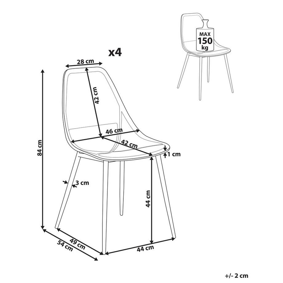 Beliani Set di 4 sedie da pranzo en Materiale sintetico Minimalista HAZELTON  