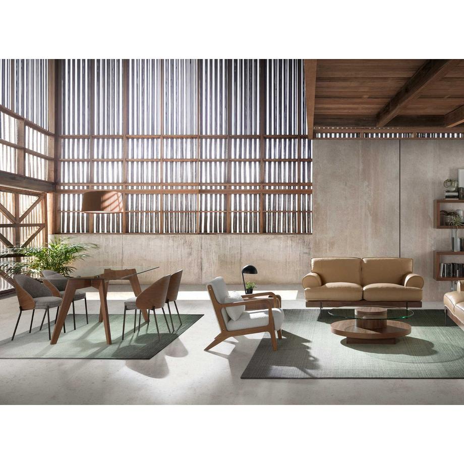 ANGEL CERDA Chaise en tissu gris et noyer  