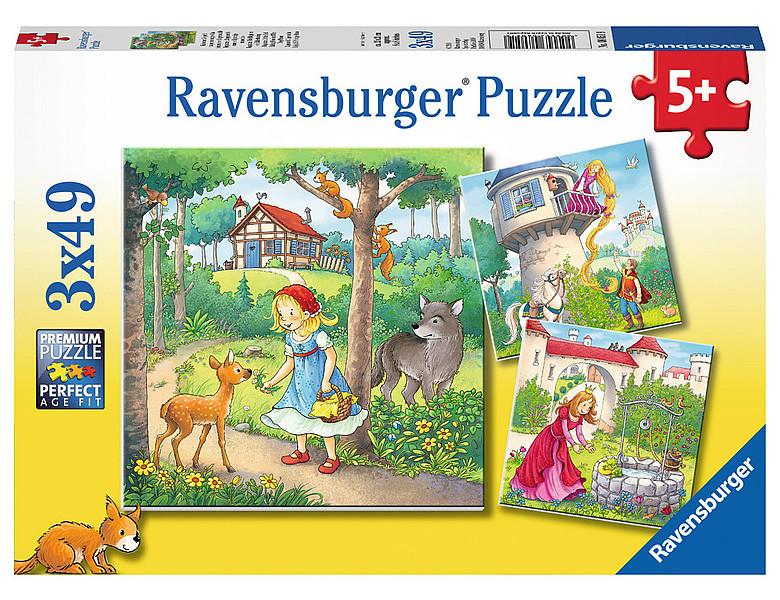 Ravensburger  Ravensburger puzzel Rapunzel, Roodkapje en de Kikkerprins - 3x 49 stukjes 