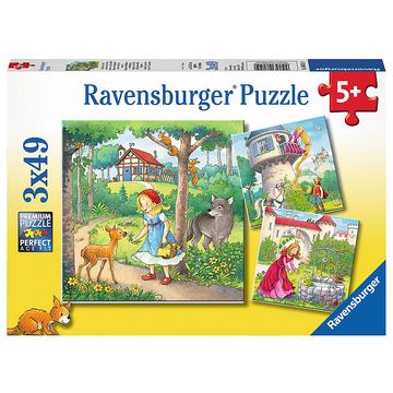 Ravensburger puzzel Rapunzel, Roodkapje en de Kikkerprins - 3x 49 stukjes