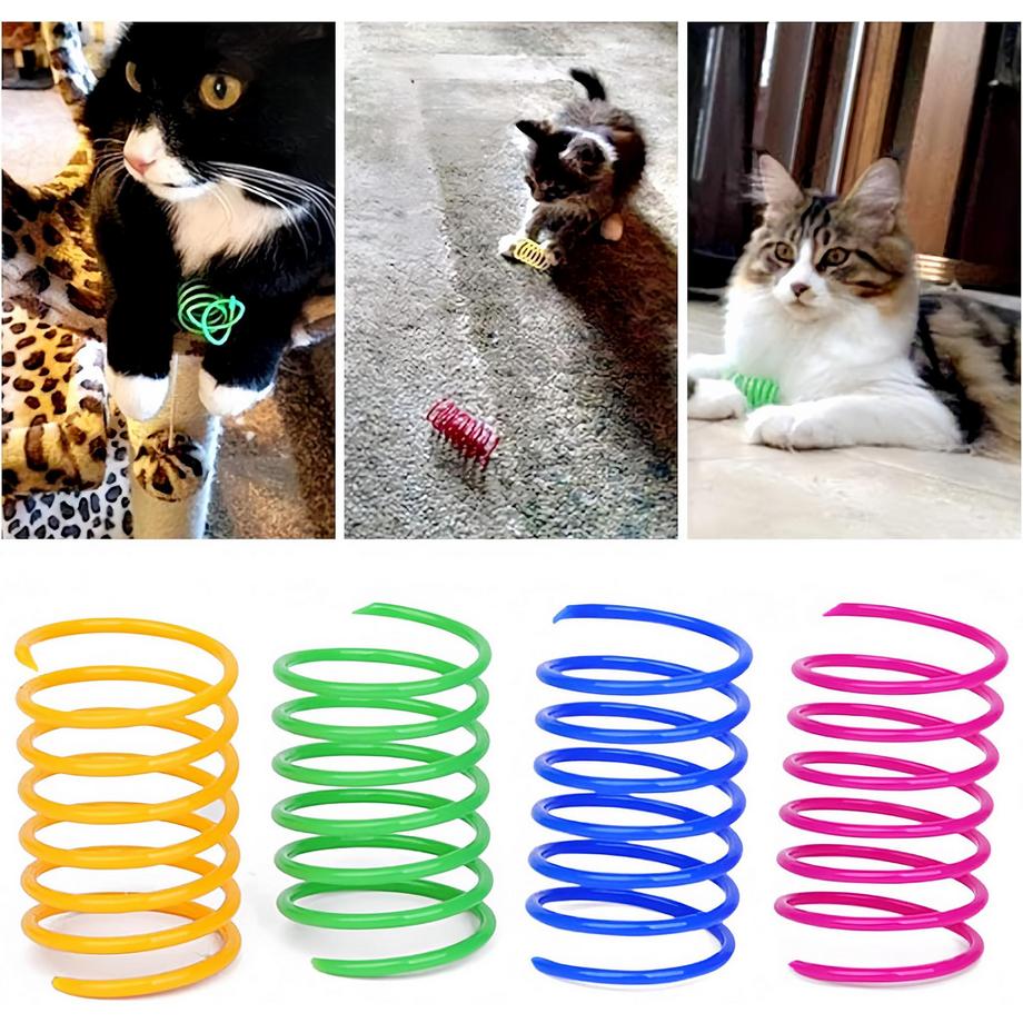 Alopini  60 Stück Katzenspielzeug, bunte kreative Plastikspirale Federn Spirale 