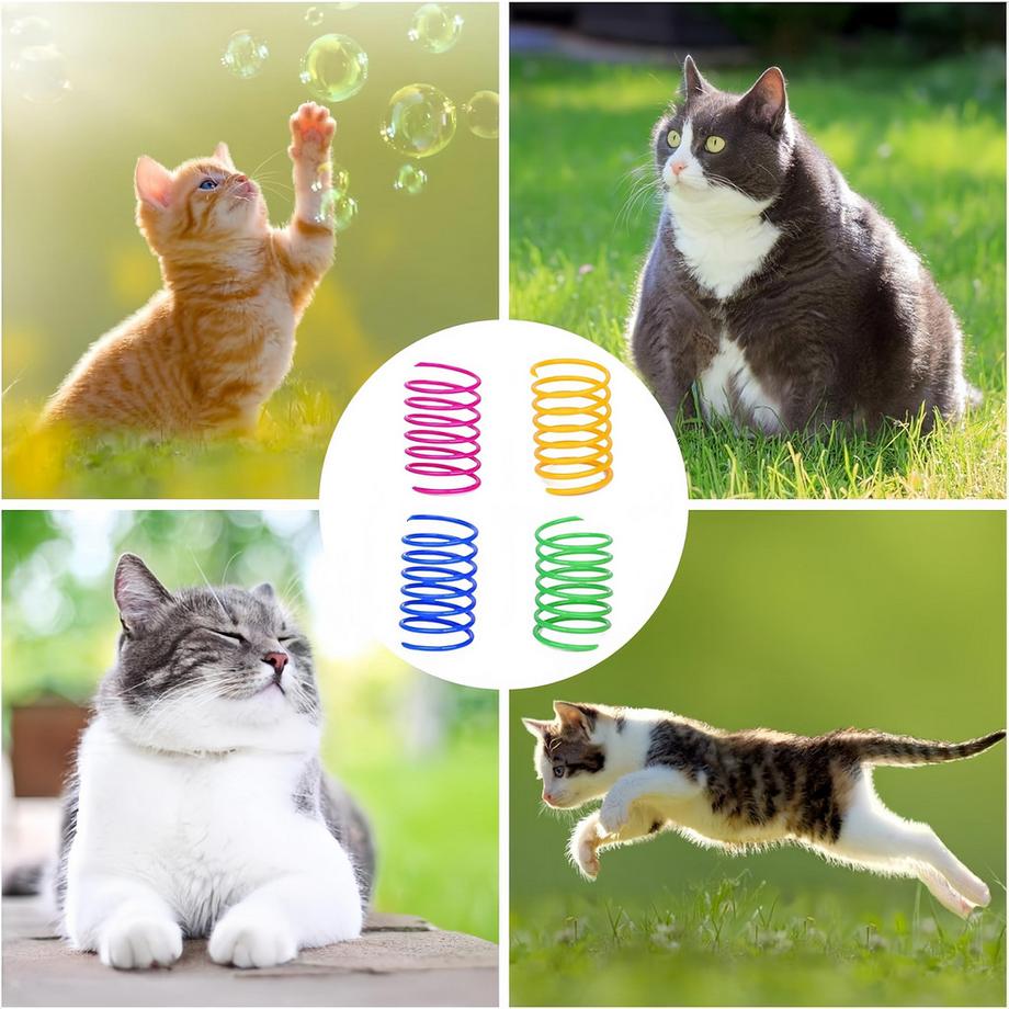 Alopini  60 Stück Katzenspielzeug, bunte kreative Plastikspirale Federn Spirale 