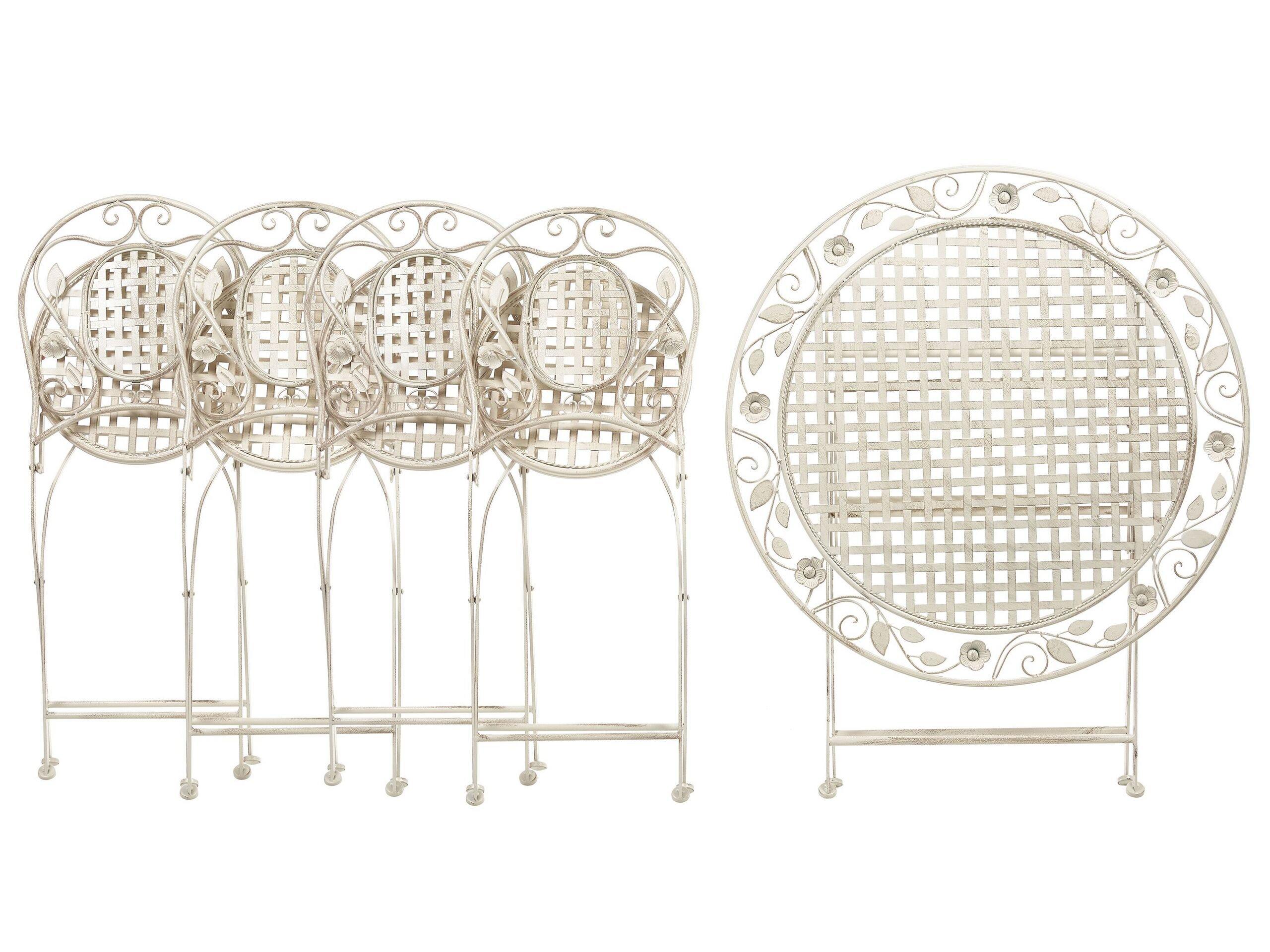 Beliani Salle à manger de jardin avec chaises en Métal Rétro BIVIO  