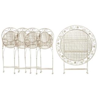 Beliani Salle à manger de jardin avec chaises en Métal Rétro BIVIO  