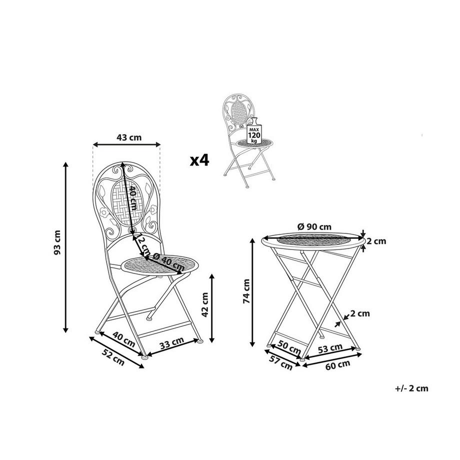 Beliani Gartentisch mit Stühlen aus Eisen Retro BIVIO  
