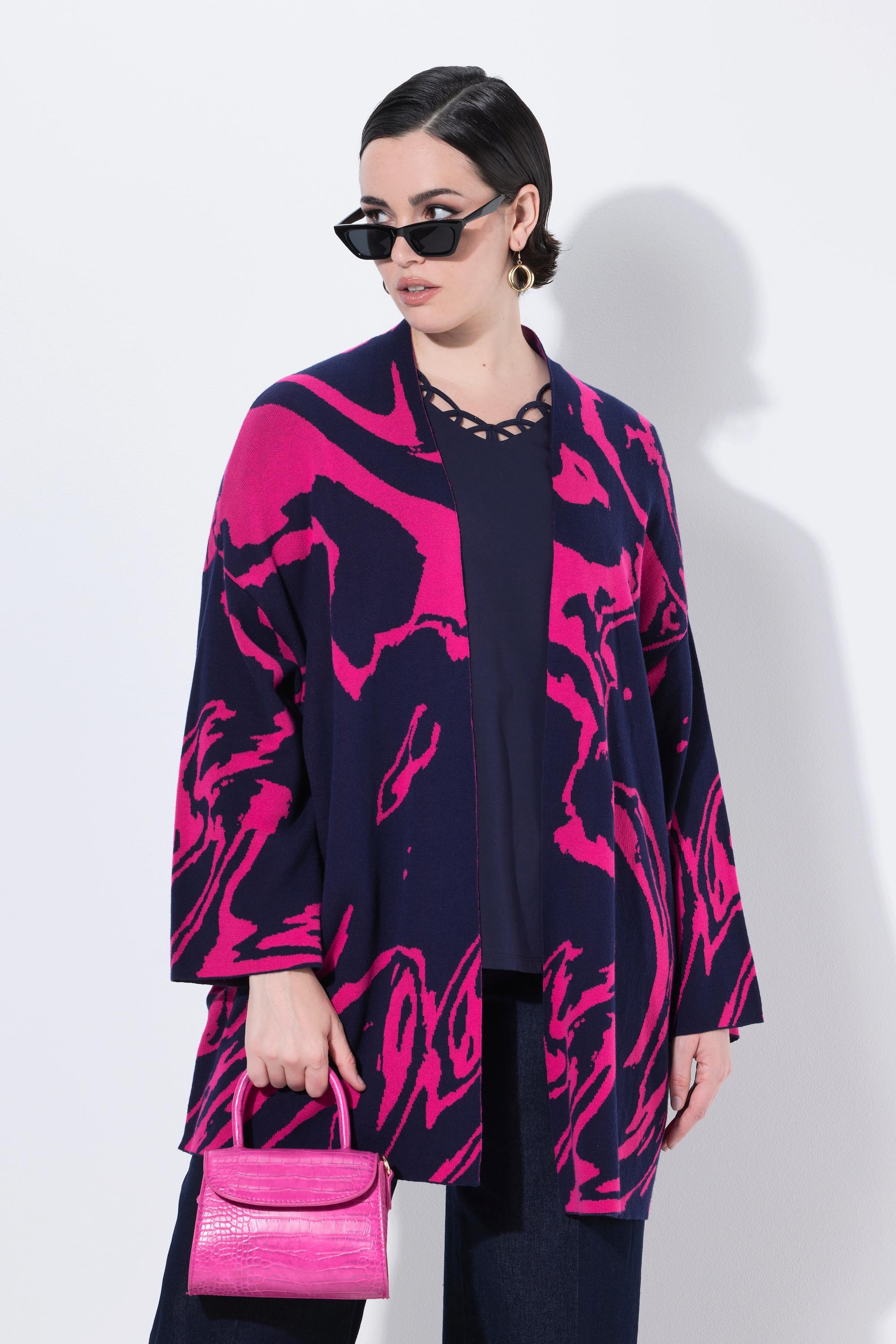 Ulla Popken Cardigan Oversize Encolure en V Manches 3/4  