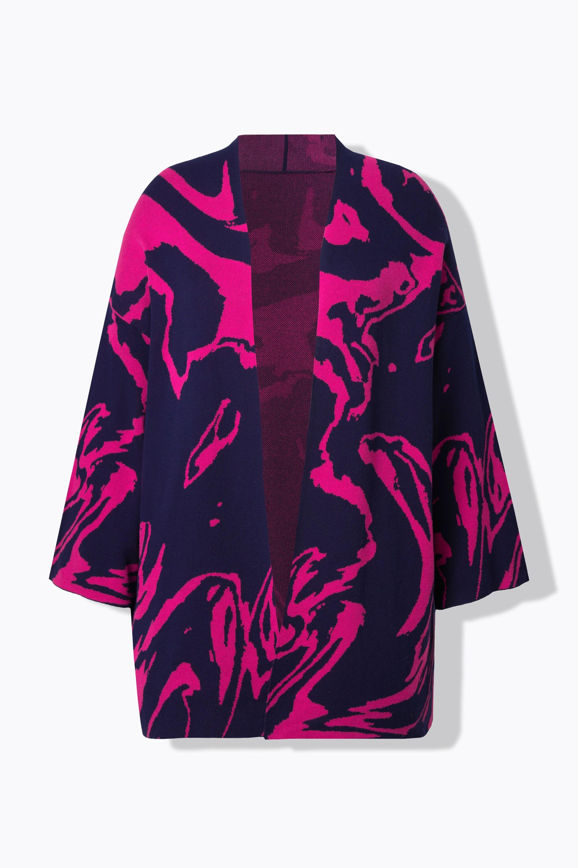 Ulla Popken Cardigan Oversize Encolure en V Manches 3/4  