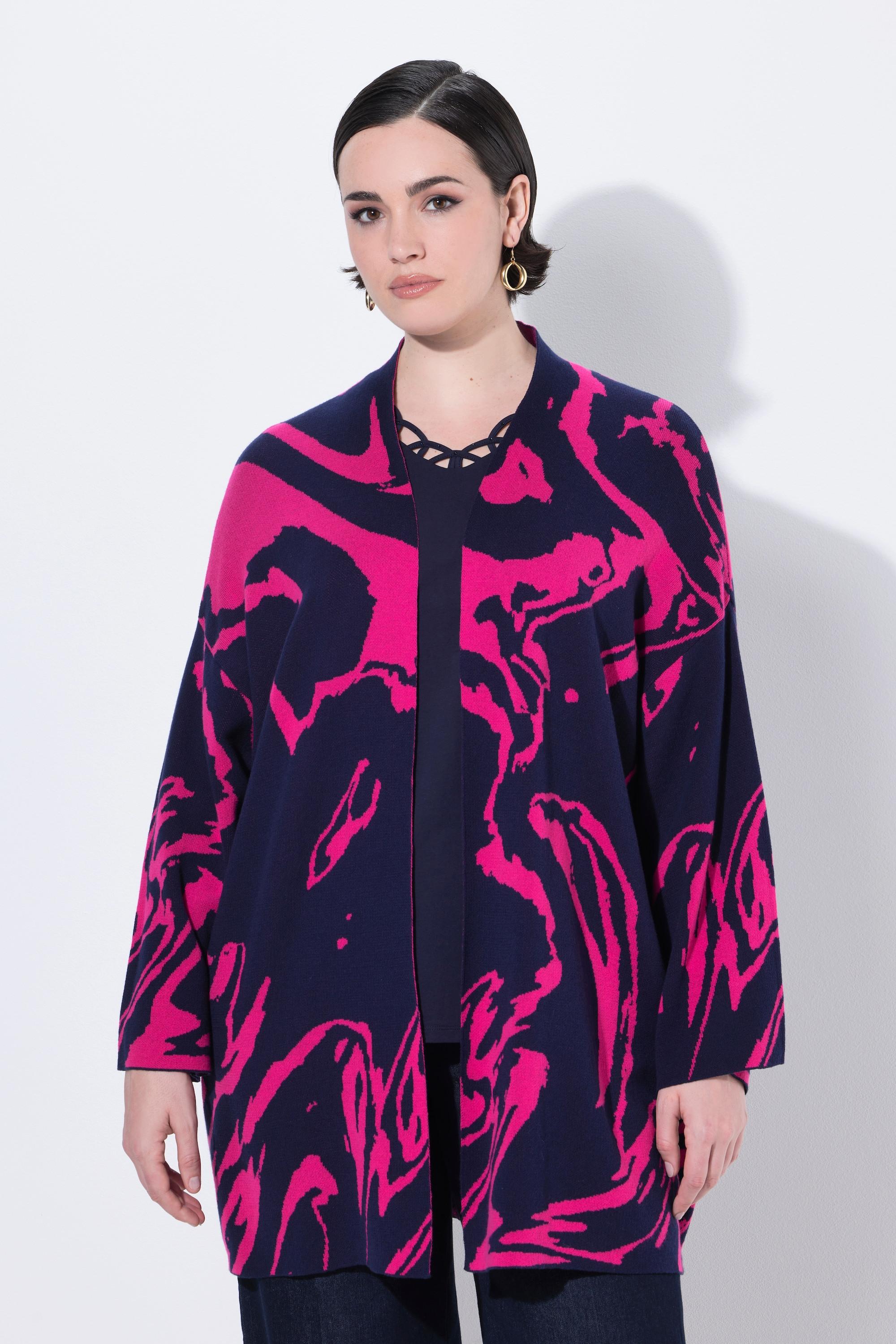 Ulla Popken Cardigan Oversize Encolure en V Manches 3/4  