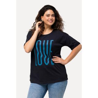 Ulla Popken  T-shirt dal taglio oversize con LOVE, scollo a girocollo e mezze maniche 