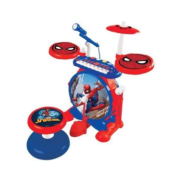 Spiderman Elektronisches Schlagzeug mit Keyboard und Sitz