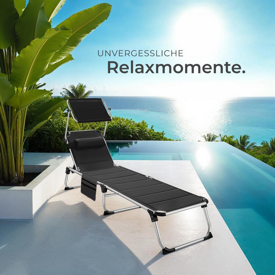 Tectake Aluminium Sonnenliege Lorella gepolstert, klappbar wetterfest und UV-beständig  