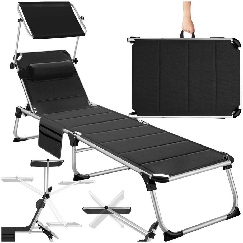 Sonnenliege Lorella gepolstert, klappbar mit Aluminiumgestell, stufenlos verstellbares Sonnendach