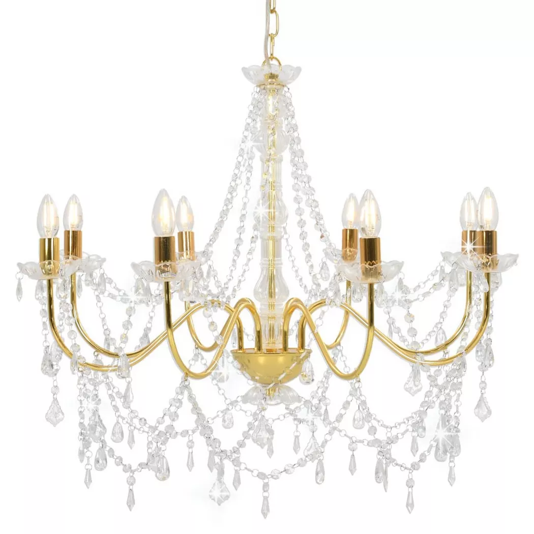 Vidaxl - Lustre avec perles Doré 8 ampoules E14
