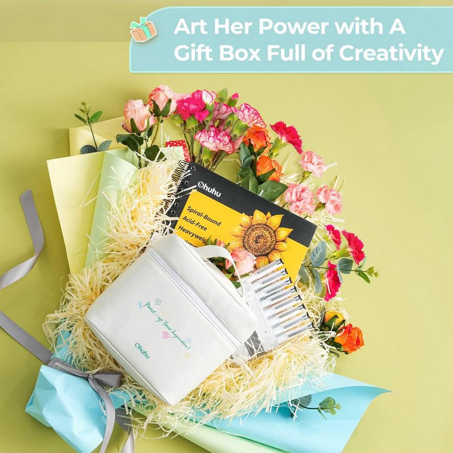 Ohuhu  Marker-Geschenkbox – Set mit 72 Farben + Fineliner & Skizzenbuch 