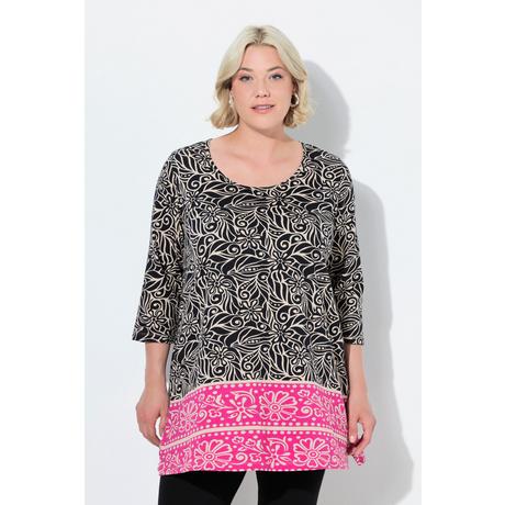 Ulla Popken Maglia Lunga Svasata Scollo Rotondo Maniche 3/4  