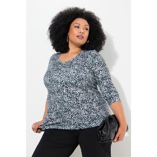 Ulla Popken  Longshirt, gemustert, A-Linie, V-Ausschnitt, Langarm 