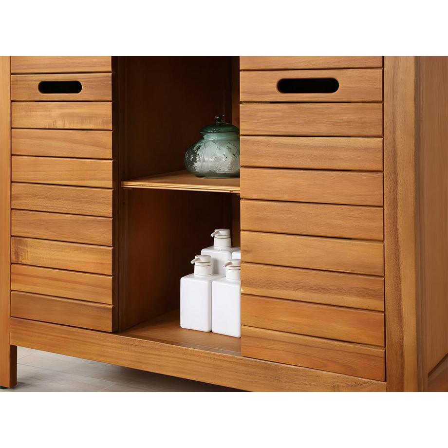 Vente-unique Waschbeckenunterschrank mit Einzelwaschbecken Akazienholz PULUKAN  