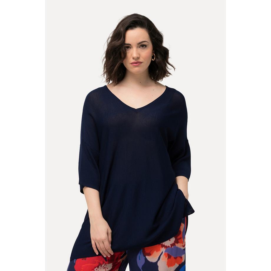 Ulla Popken Pull Oversized Col V Manches Courtes  