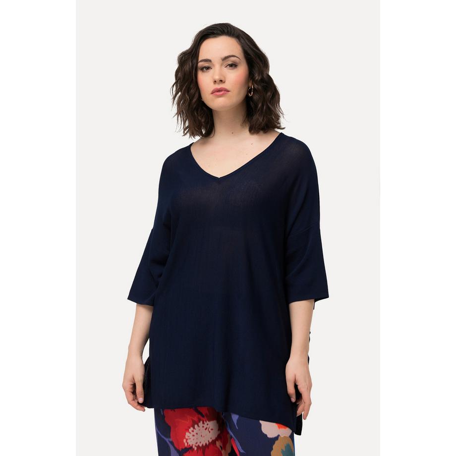 Ulla Popken Pull Oversized Col V Manches Courtes  