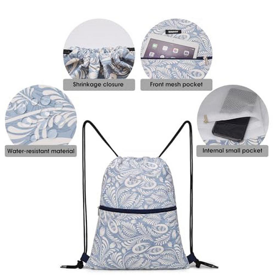 Only-bags.store Sac de sport à cordon avec poche extérieure et intérieure  