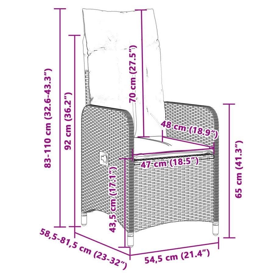 VidaXL Chaise de jardin inclinable rotin synthétique  