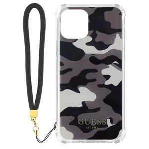 Coque iPhone 11 Camouflage + Dragonne Gris