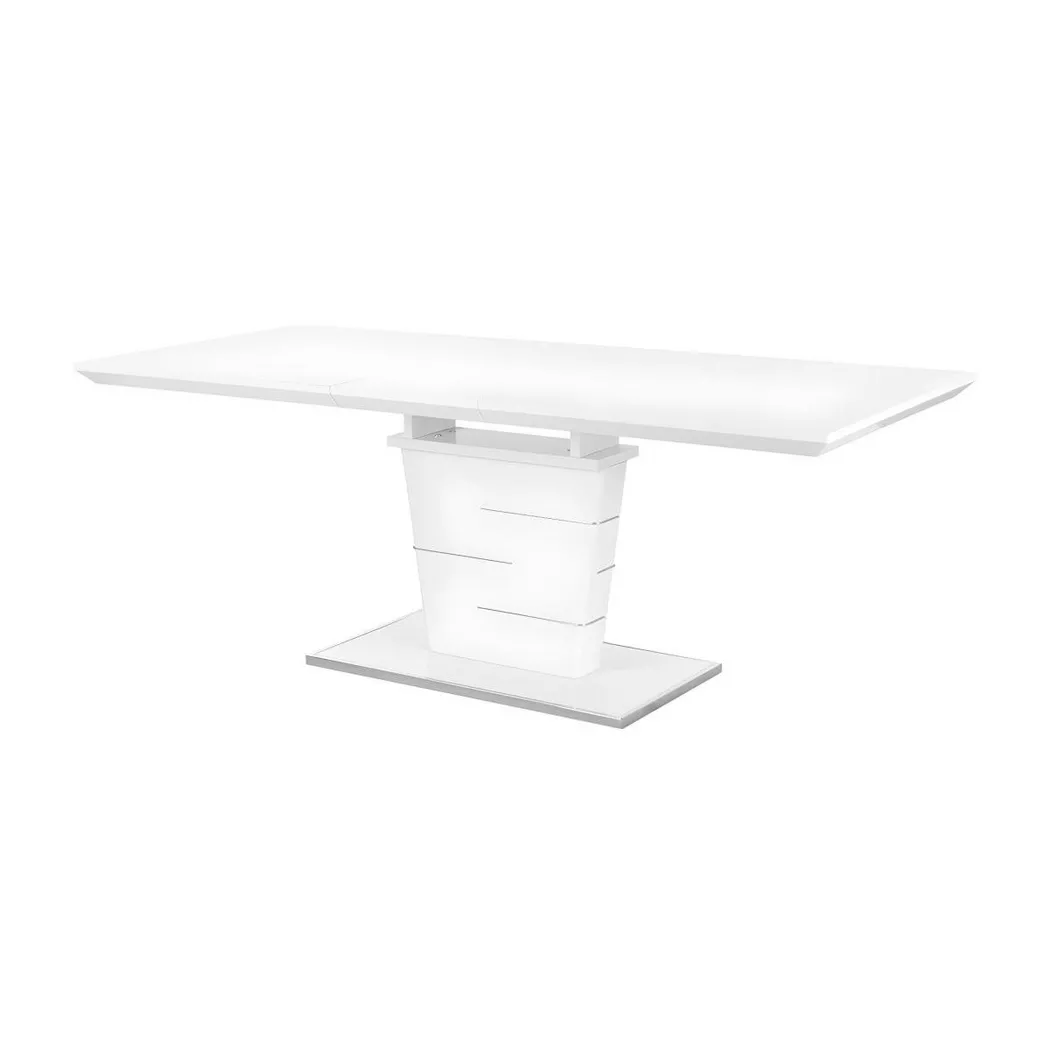 Vente-unique - Table à manger extensible amelle - 6 à 8 personnes - mdf Laqué Blanc