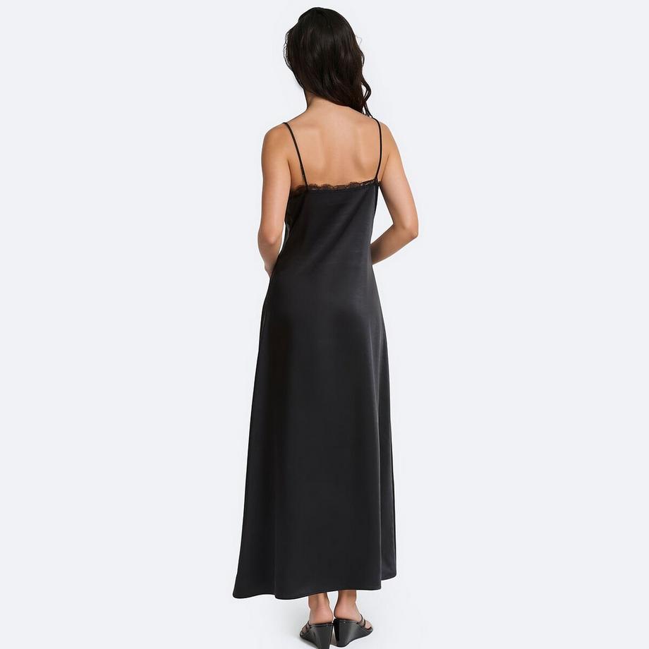 La Redoute Collections Robe longue en satin à fines bretelles et dentelle  