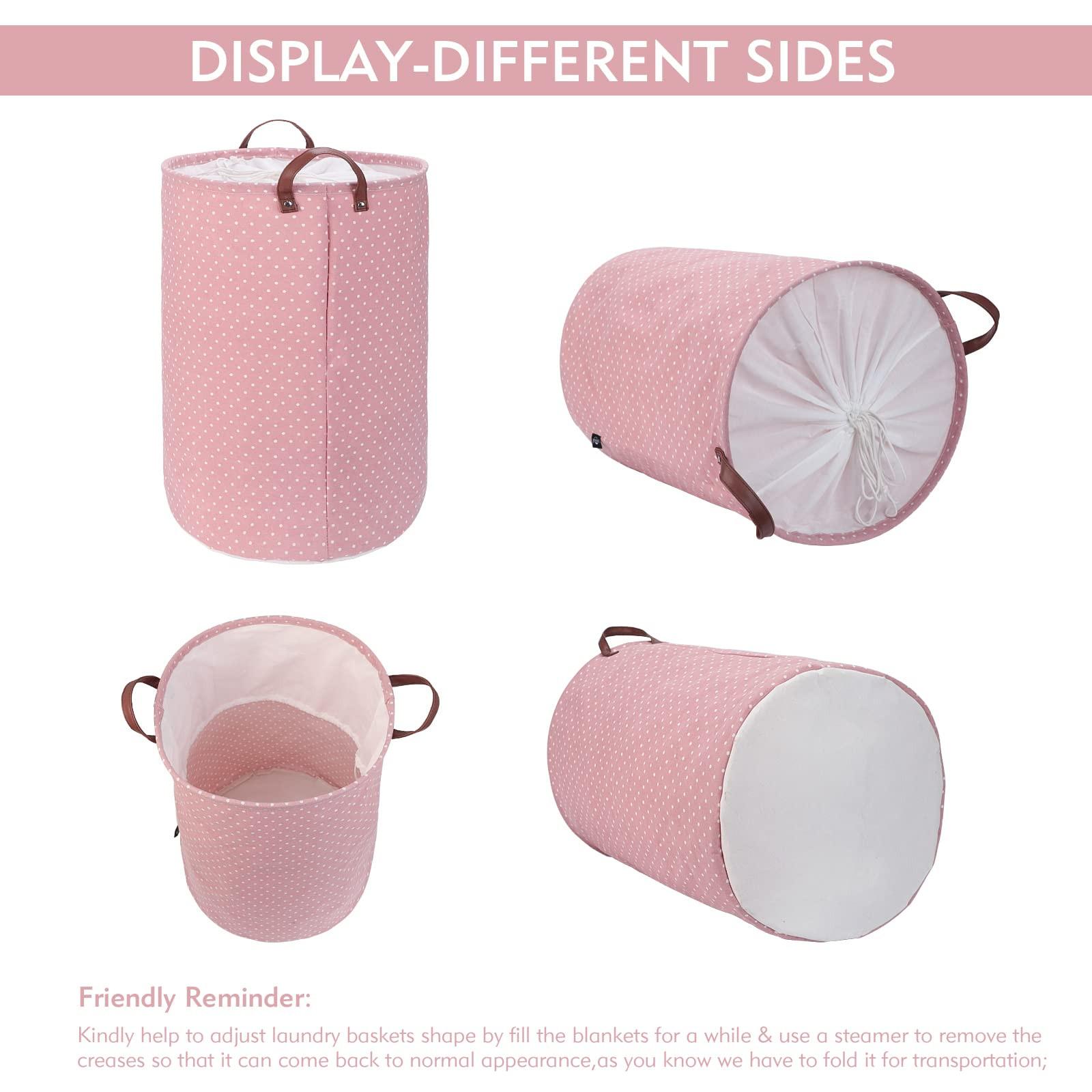 Alopini Paniers à Linge de Rangement Ronds Pliables, Coton  