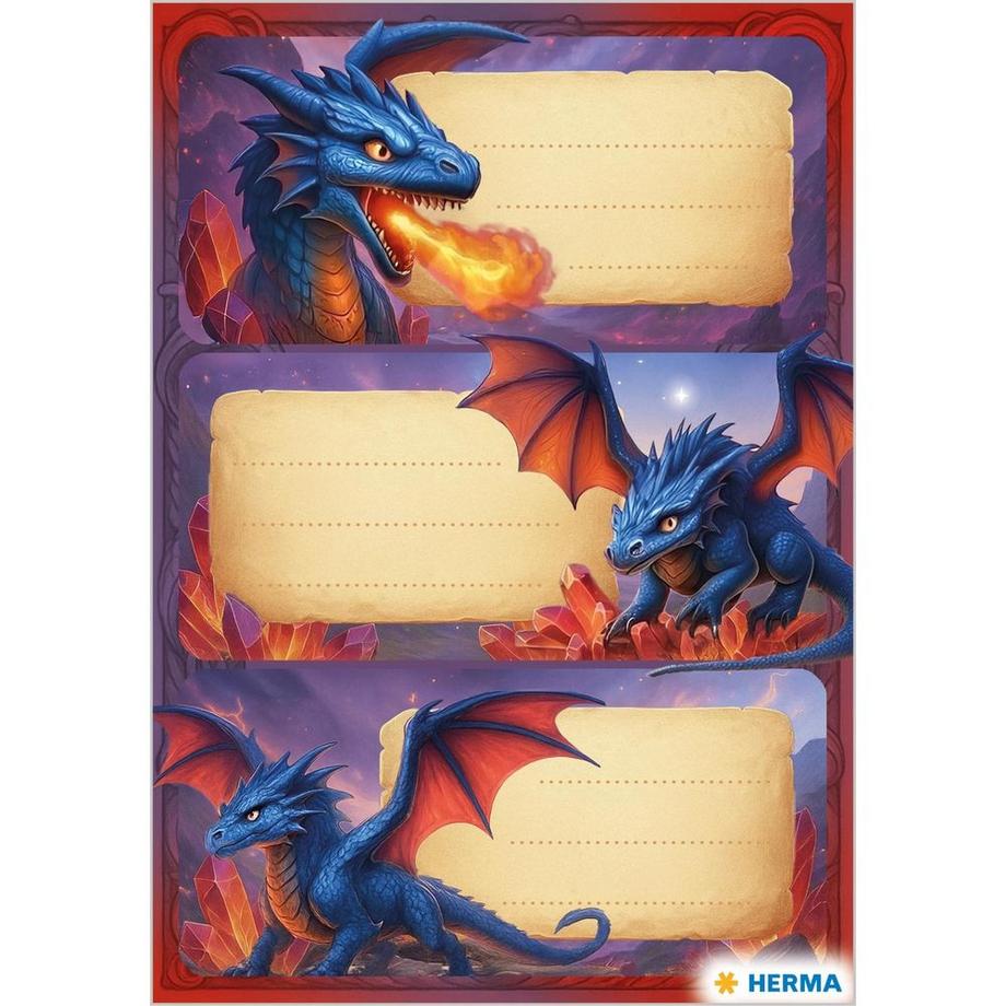 HERMA Étiquettes scolaires  Dragon 3 feuilles / 9 autocollants  