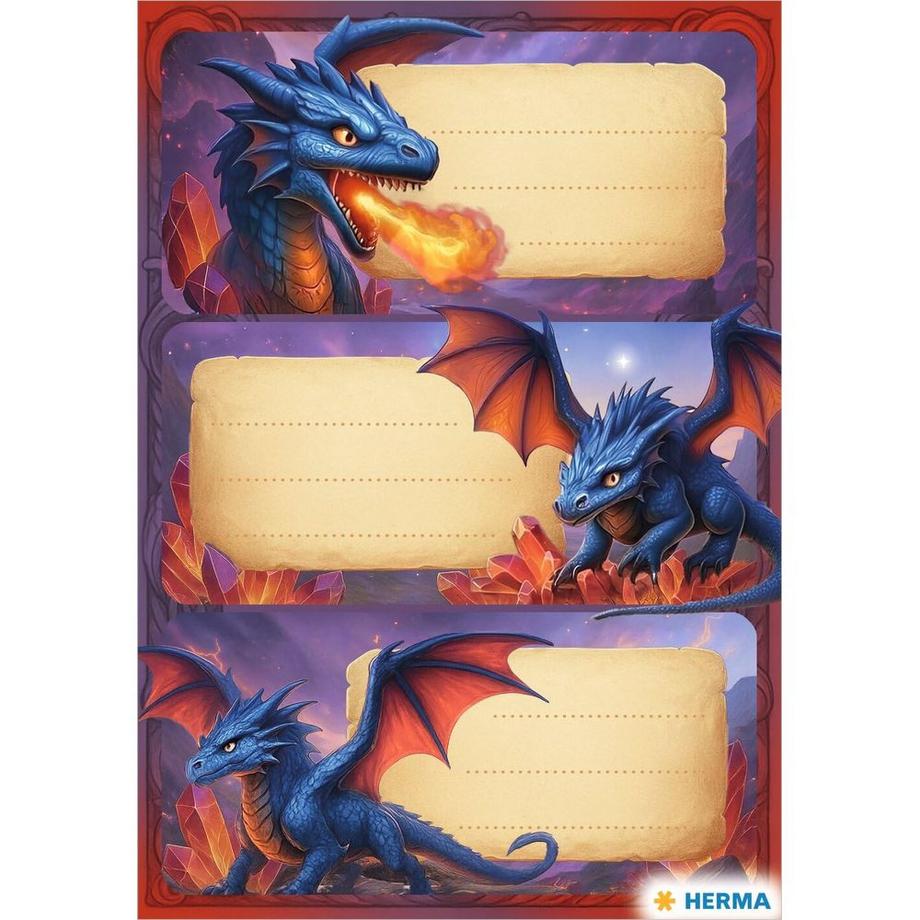 HERMA Étiquettes scolaires  Dragon 3 feuilles / 9 autocollants  