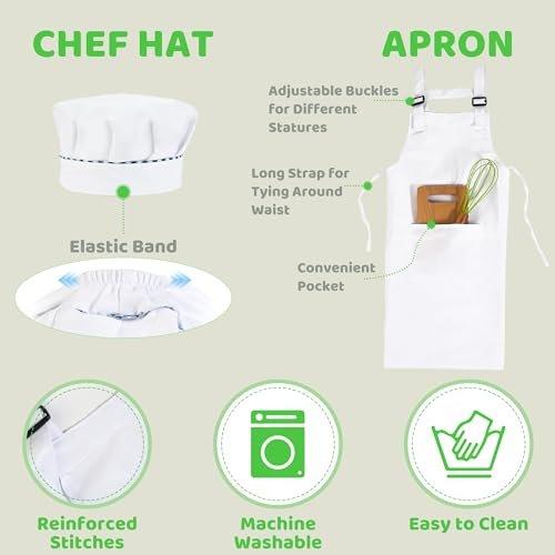 Activity-board  Accessoires de cuisine pour enfants, jouet en bois avec toque, tablier, couteau de sécurité pour enfants, formes 