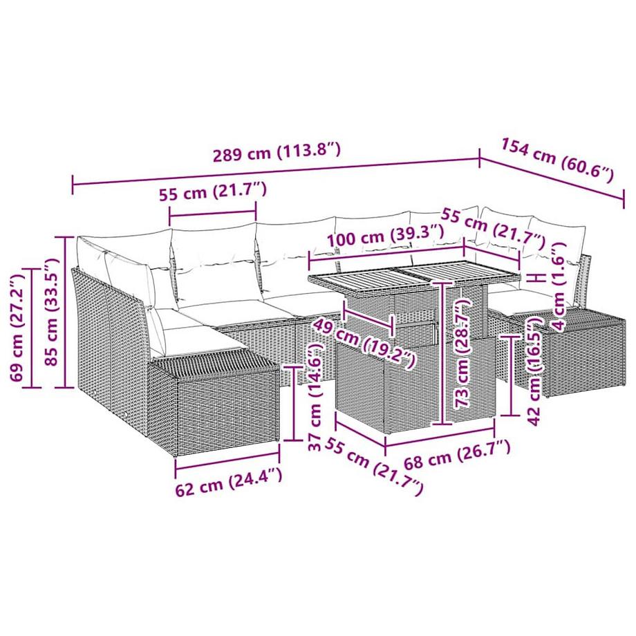 VidaXL Canapé de jardin poly rattan  