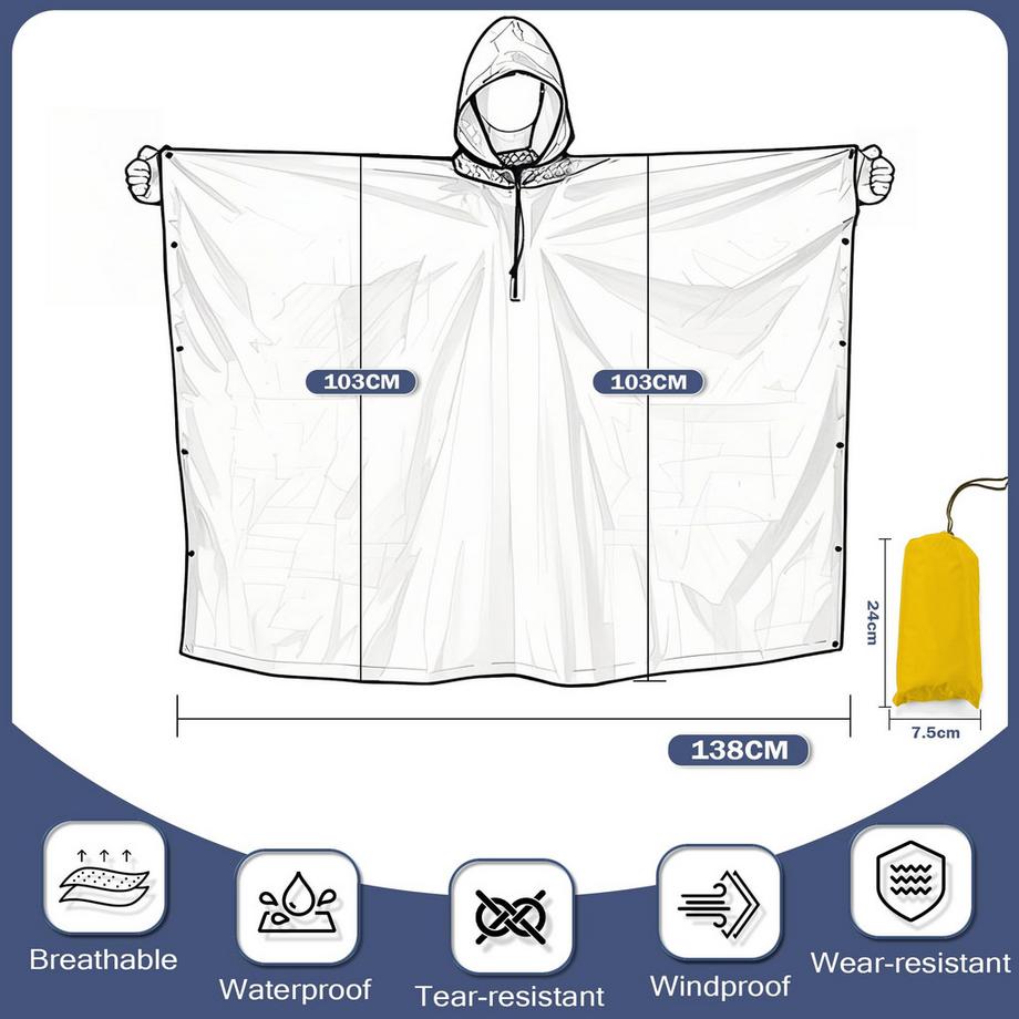 Alopini Poncho Antipioggia Impermeabile con Cappuccio  
