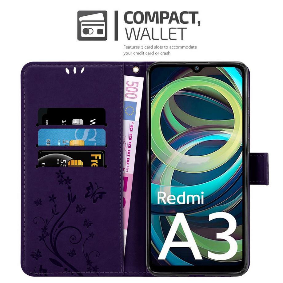 Cadorabo  Custodia per Xiaomi RedMi A3 / A3X cover fiori design 