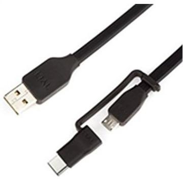 C-MICDUO1MBK-T câble USB 1 m USB A USB C/Micro-USB B Noir