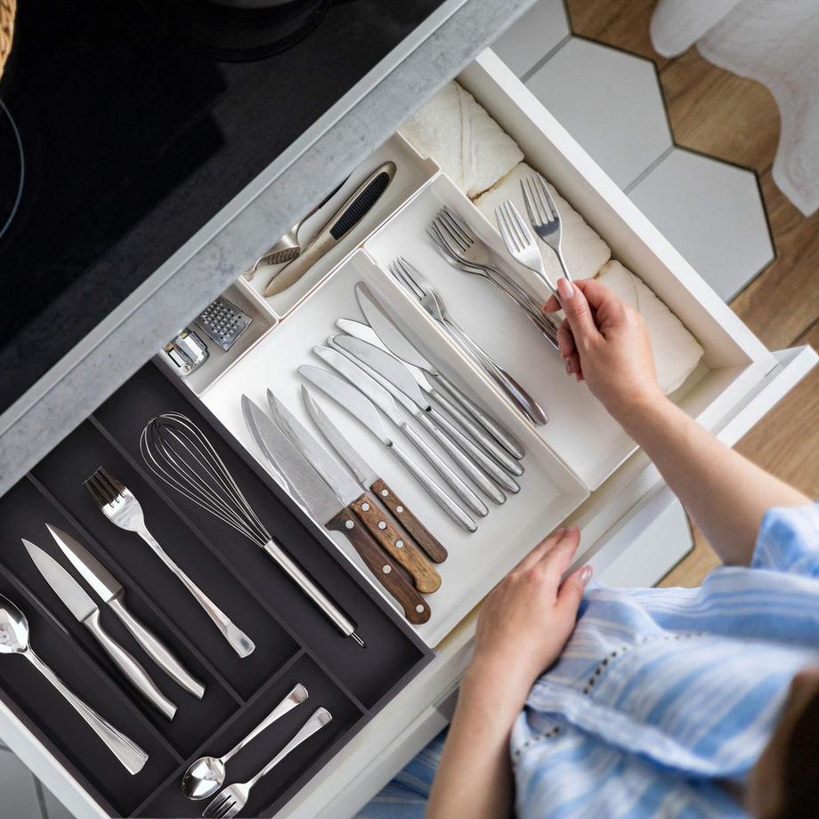 B2X  Schwarzer Besteckkasten 5 Fächer 