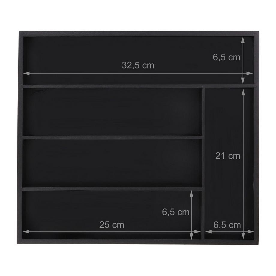 B2X  Schwarzer Besteckkasten 5 Fächer 