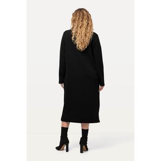 Ulla Popken Robe en molleton texturé Poches Col montant Manches longues  