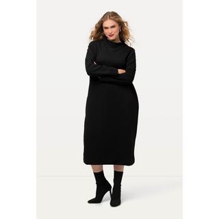 Ulla Popken Robe en molleton texturé Poches Col montant Manches longues  