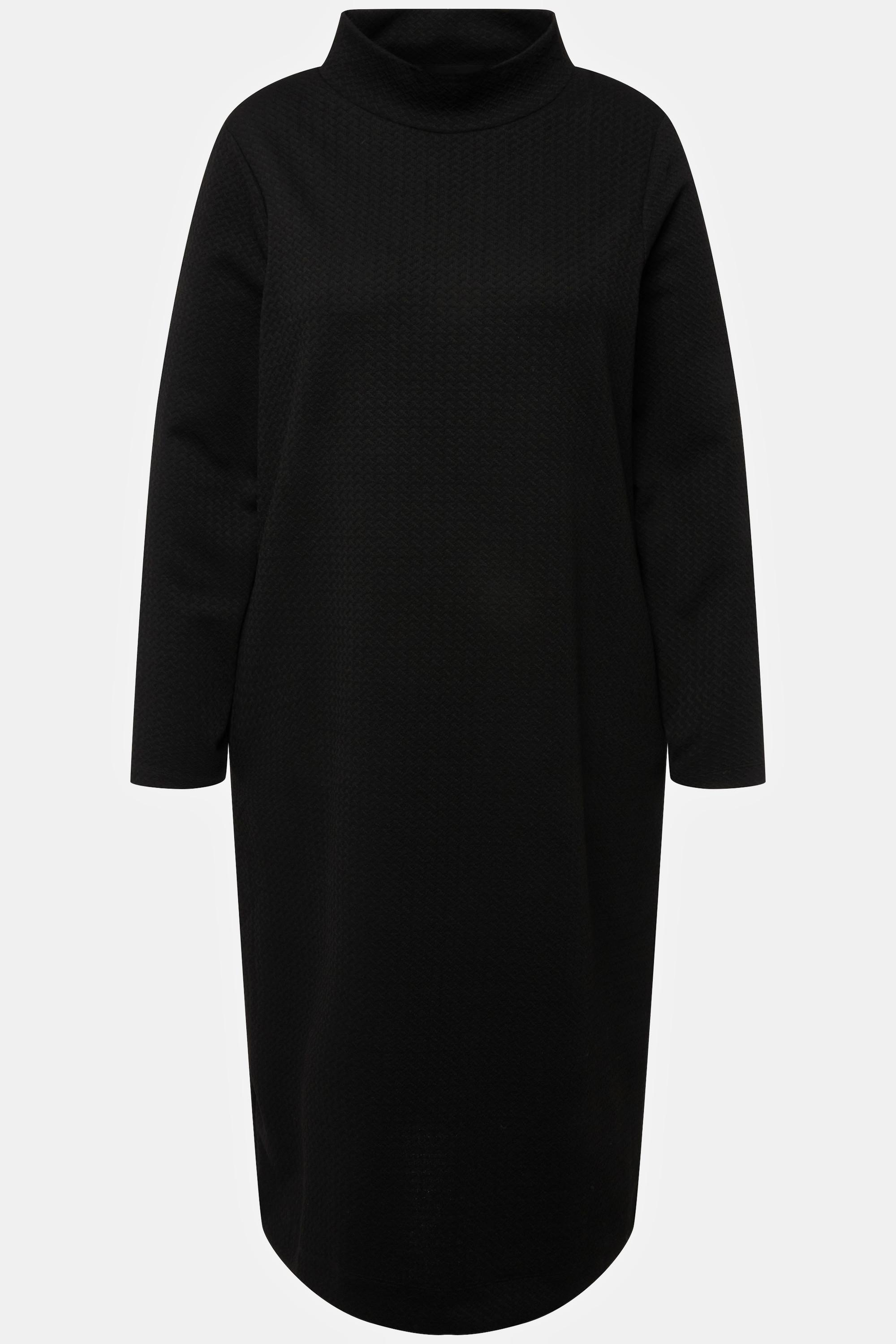 Ulla Popken Robe en molleton texturé Poches Col montant Manches longues  