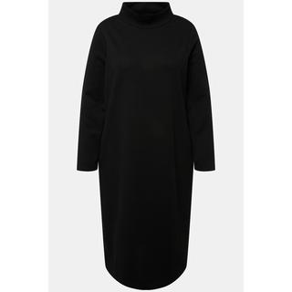 Ulla Popken Robe en molleton texturé Poches Col montant Manches longues  